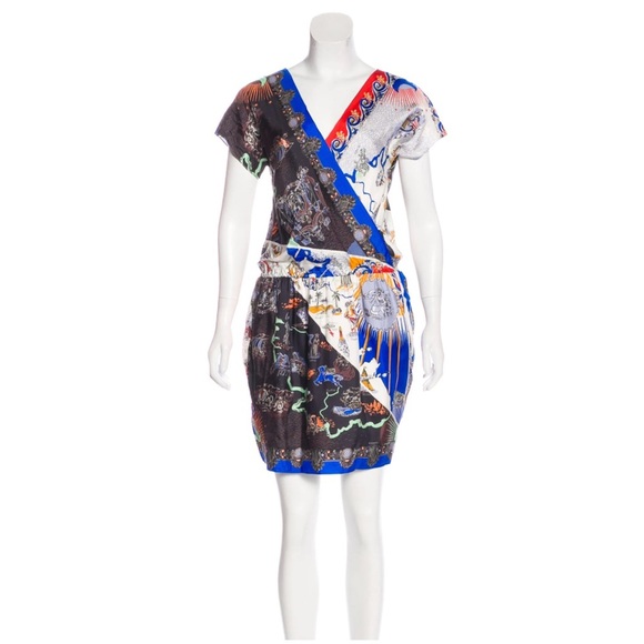 Carven - Pure Silk Multicolour Mythological Mini Dress - Picture 1 of 9